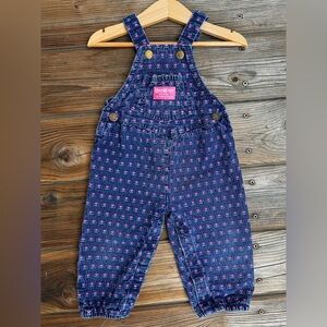 Vintage 80s Oshkosh B’Gosh All Over Heart Tulip Flower Print Overalls 18 Months